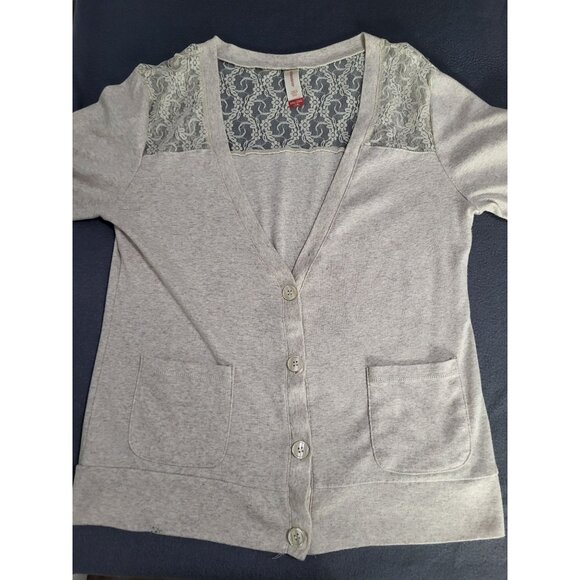 No Boundaries Sweaters - No Boundaries y2k Juniors sz XXL Lacy Neutral Button Front Cardigan Lightweight